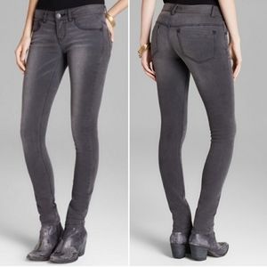 Free People FP Stretch Skinny Jeans Midrise Grunge Faded Black Gray Size 26